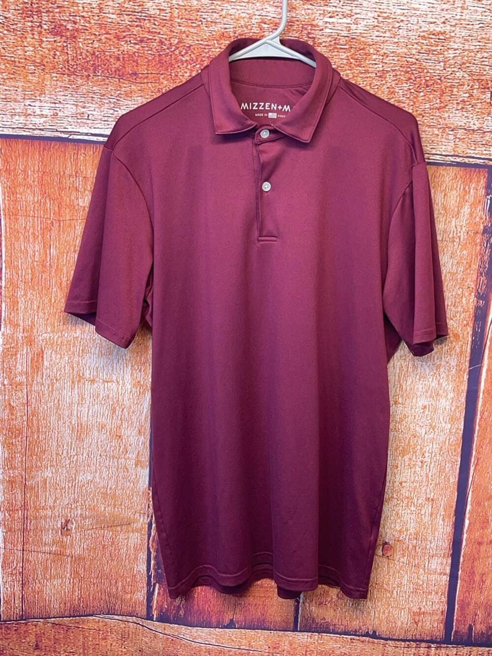 Mizzen+Main Men's Performance Polo Shirt Maroon Sz M